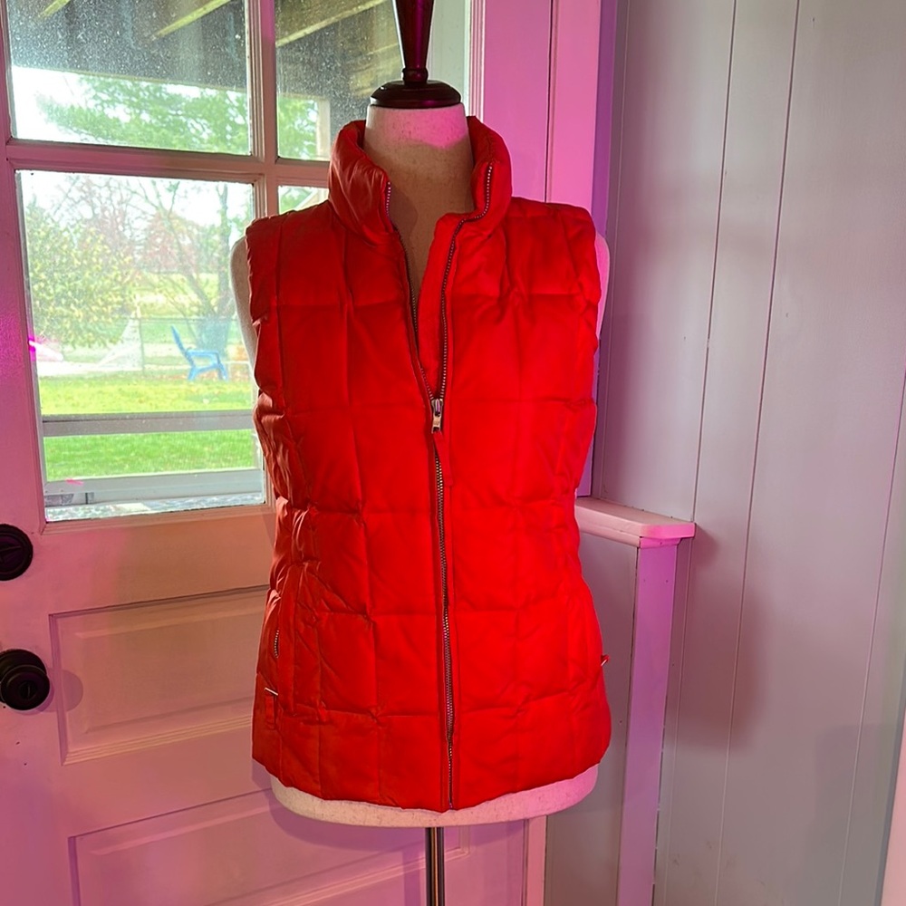 GAP Red and Orange Puffer Vest with High Collar